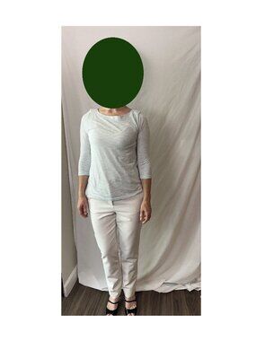 Loft Sea Green Space-Dye Cotton Top - Boatneck - 3/4 Sleeve Size Small